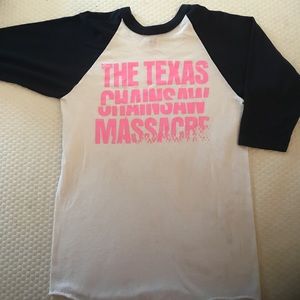 Texas chainsaw navy/pink raglan tshirt